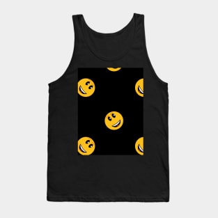 Yellow emoticons on a black background. Joy, smiles, fun. Tank Top